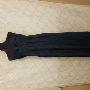 JFW Dress Maxi Womens Size 9 Blue Denim Neck Tie NWOT Y2K